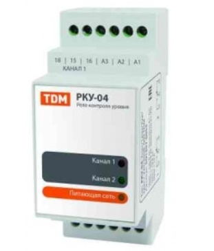 Реле контроля уровня РКУ-04-2нас/1рез/2ур/3датч-230/400В-DIN (без датчиков) TDM