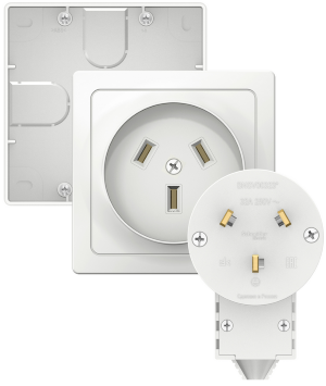 Силовой комплект 32А  250В: розетка, вилка, подъемная коробка, белый Schneider Electric BLANCA BLNSK003231