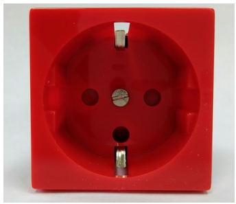Розетка электрическая 2К+З (красный)