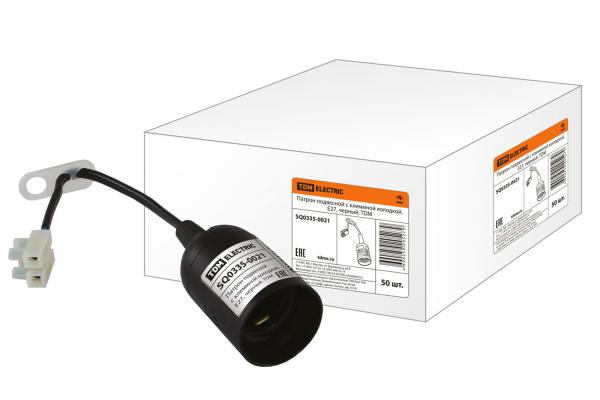 Патрон TDM E27 подвесной, с клеммной колодкой, черный