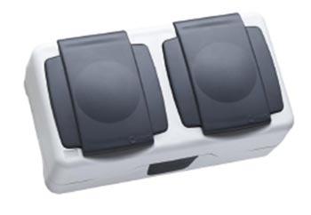 Makel  Менекше Серый Розетка с крышкой 2-местная IP55 открытая установка (пружинные зажимы) 36064206