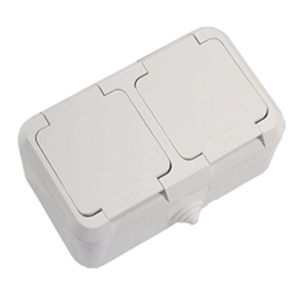 Makel  Менекше  Белый Розетка 2-местная с крышкой IP44 открытая установка 18354