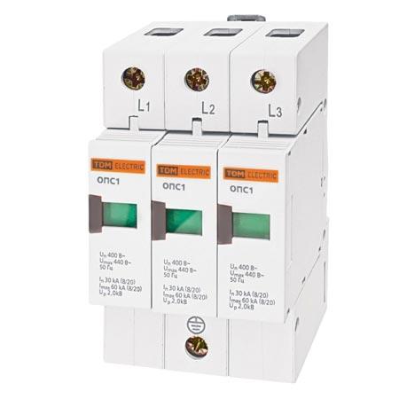 Ограничитель импульсных перенапряжений  3П  400B  20-40кА  TDM  ОПС1-С