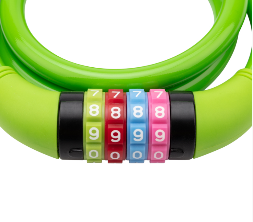 Тросовый кодовый замок взломостойкий для велосипедов и колясок 100 см зеленый REXANT 79-0203